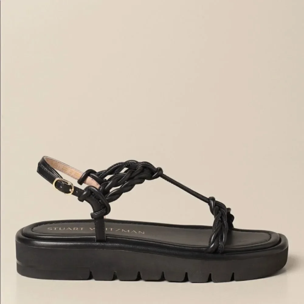 Stuart Weitzman Calypso Lift Sandal In Black.‎